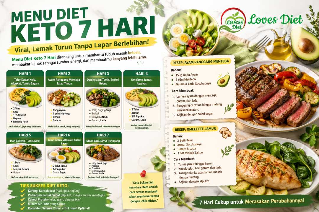 Menu Diet Keto 7 Hari Viral Lemak Turun Tanpa Lapar Berlebihan