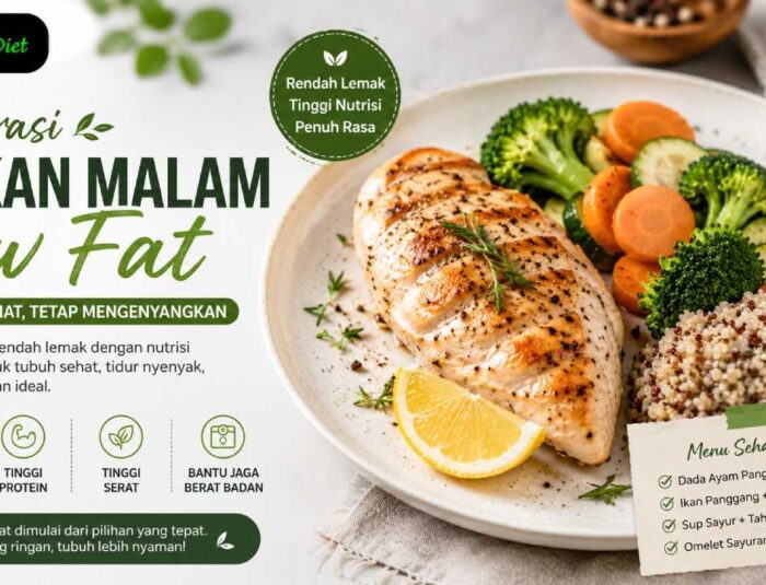 Makan Malam Low Fat, Diet Rendah Lemak, Menu Sehat, Resep Sehat, Healthy Dinner, Pola Makan Sehat, Nutrisi Seimbang, Diet Sehat, Protein Rendah Lemak, Sayuran, Lifestyle Sehat, LovesDiet, Menu Diet, Makanan Bergizi, Healthy Lifestyle