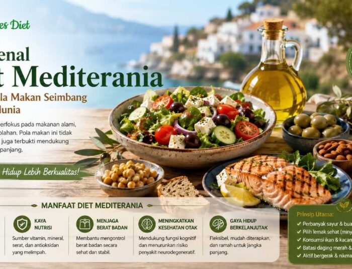 Diet Mediterania, pola makan sehat, gaya hidup sehat, makanan Mediterania, nutrisi seimbang, olive oil, diet sehat, kesehatan jantung, menu sehat, lifestyle sehat
