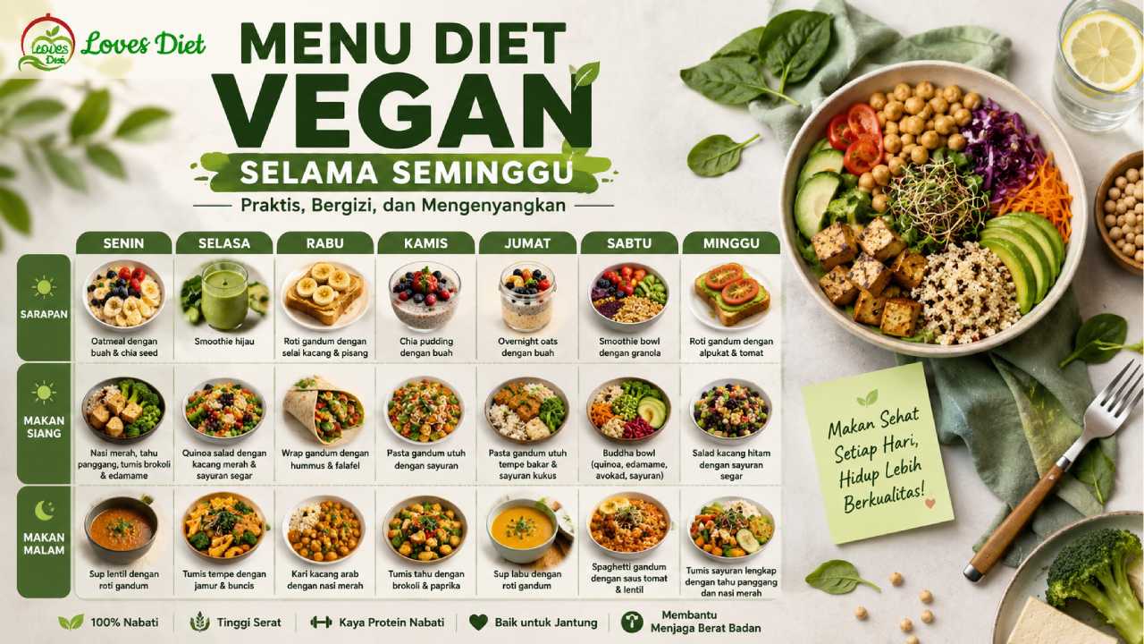 Menu Diet Vegan Selama Seminggu yang Praktis dan Mengenyangkan